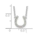 Sterling Silver Polished CZ Horseshoe w/ 1 inch ext Necklace