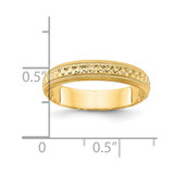 14k 3mm Design Etched Wedding Band Size 7.5