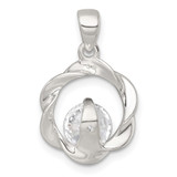 Sterling Silver Polished CZ in Twisted Circle Pendant