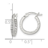 Sterling Silver Polished CZ In/Out Round Hoop Earrings