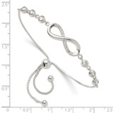 Sterling Silver Polished CZ Infinity Adjustable Bracelet