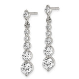 Sterling Silver Polished CZ Journey Post Dangle Earrings