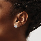 Sterling Silver Polished CZ Snowflake Post Earrings