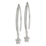 Sterling Silver Polished CZ Star Threader Earrings