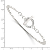 Sterling Silver Polished CZ Toggle Clasp Bangle Bracelet