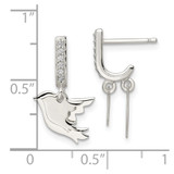 Sterling Silver Polished CZ Two Doves J-Hoop Post Earrings