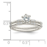 Sterling Silver Polished CZ Wedding Ring Set - QR-152A125B-9453