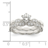 Sterling Silver Polished CZ Wedding Ring Set - QR-BDC47A8C-6092