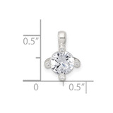 Sterling Silver Polished CZ with 4 CZ Prongs Chain Slide Pendant