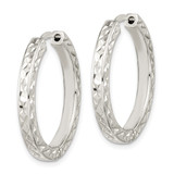 Sterling Silver Polished D/C Square Tube Locking Hoop Earrings - QE-EB387E69-8619