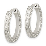 Sterling Silver Polished D/C Square Tube Locking Hoop Earrings - QE-F0B5FD0E-2341
