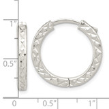 Sterling Silver Polished D/C Square Tube Locking Hoop Earrings - QE-F0B5FD0E-2341