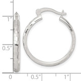 Sterling Silver Polished Diamond-cut 25x3mm Round Hoop Earrings