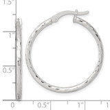 Sterling Silver Polished Diamond-cut 30x2mm Round Hoop Earrings