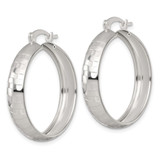 Sterling Silver Polished Diamond-cut 30x6mm Round Hoop Earrings