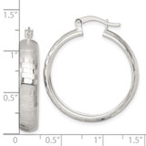 Sterling Silver Polished Diamond-cut 30x6mm Round Hoop Earrings