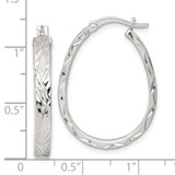 Sterling Silver Polished Diamond-cut 4.0mm Oval Hoop Earrings