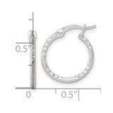 Sterling Silver Polished Diamond-cut Textured 16x1.5mm Round Hoop Earrings