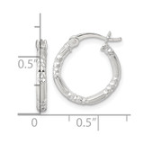 Sterling Silver Polished Diamond-cut Textured 16x2.25mm Round Hoop Earrings