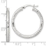 Sterling Silver Polished Diamond-cut Textured 30x3.25mm Round Hoop Earrings