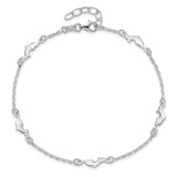 Sterling Silver Polished Dolphin 10in Plus 1in Ext. Anklet - QG-8CB536E3-3941