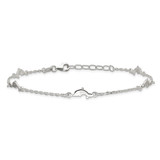 Sterling Silver Polished Dolphin 9in Plus 1in Ext. Anklet