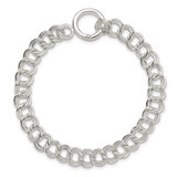 Sterling Silver Polished Double Link 8in Charm Bracelet