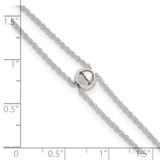 Sterling Silver Polished Double Strand with 6mm Bead 9 inch with 1 inch Extension Anklet