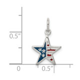 Sterling Silver Polished Enamel American Flag Star Pendant