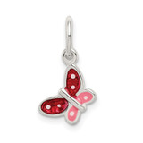 Sterling Silver Polished Enamel Butterfly Charm