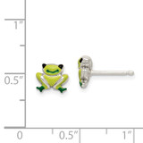 Sterling Silver Polished Enamel Frog Childs Post Earrings