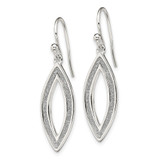 Sterling Silver Polished Enamel Glitter Fabric Marquise Dangle Earrings