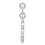 Sterling Silver Polished Enamel Santa Charm