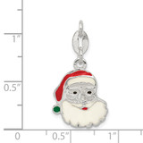 Sterling Silver Polished Enamel Santa Charm