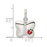 Sterling Silver Polished Enameled Butterfly w/Ladybug Pendant