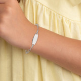Sterling Silver Polished Engraveable Children's ID Heart Link Bracelet - QI-DCBD600B-6370