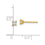 14k 3mm Princess-cut Stud Earring Mountings