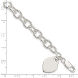 Sterling Silver Polished Engraveable Heart Bracelet - QG-0348435C-5696