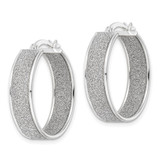 Sterling Silver Polished Fabric Glitter 6.85mm Round Hoop Earrings - QE-0F20ACF6-6738