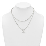 Sterling Silver Polished Fancy Double Strand 16 inch with 2 inch Extension Chain Necklace