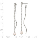 Sterling Silver Polished Fancy Freshwater Cultured Pearl on Chain and Twist Dangle Post Earrings