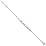 Sterling Silver Polished Fancy Graduated Cable Link 7 Inch with 1 Inch Extension Bracelet