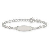 Sterling Silver Polished Fancy Link 5 inch with 1 inch Extension Childrens ID Bracelet