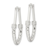 Sterling Silver Polished Fancy Oval Hoop Earrings