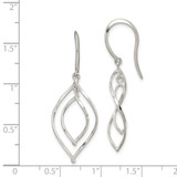 Sterling Silver Polished Fancy Twisted Marquise Shaped Dangle Earrings