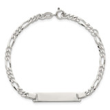 Sterling Silver Polished Figaro Link 6.25 inch with 1 inch Extension Childrens ID Bracelet