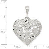 Sterling Silver Polished Filigree Heart Pendant - QC-9F01DAF1-5847