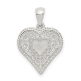 Sterling Silver Polished Filigree Heart Pendant - QP-0A27075B-9324