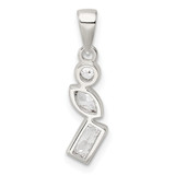 Sterling Silver Polished Geometric Shapes CZ Pendant