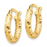 14K 3x10mm Diamond-cut Hoop Earrings